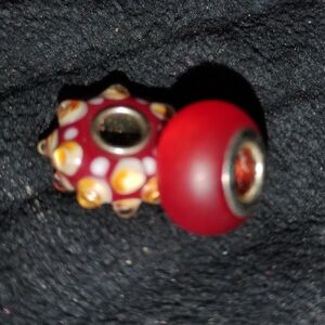 Red and Yellow Beaded Charm Set